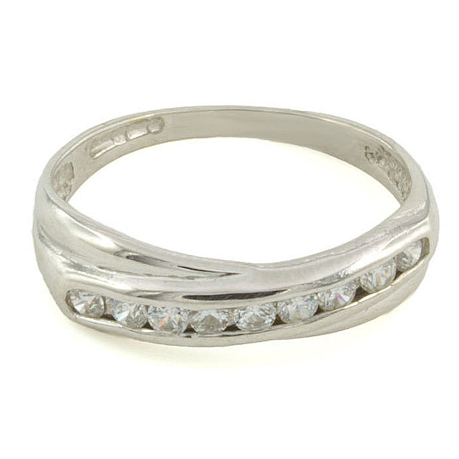 9ct white gold Cubic Zirconia half eternity Ring size L